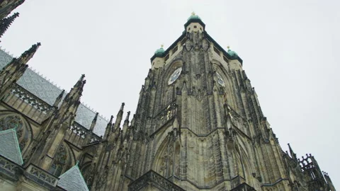 The clock tower of St. Vitus Cathedral Video stock 217368377