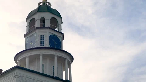 Clock tower stands tall against the sky in Halifax, Canada Stock Footage 345041537