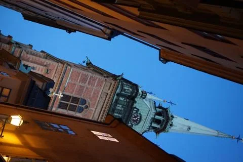 Clock Tower in Stockholm Stock Photos