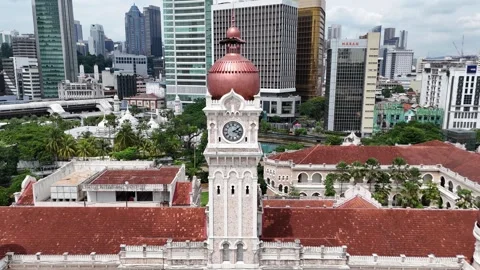 Clock tower of Sultan Abdul Samad building, Independence Square. Stock Footage 342887194