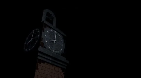 Clock tower timelapse, structure, analog, day, night. Video stock 22498626