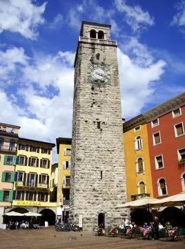 Clock-tower Torre Apponla, Riva del Garda  - Italy Stock Photos