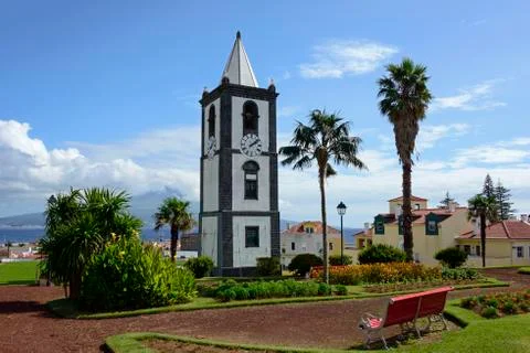 Clock tower Torre do Relogio Jardim de Florecio Terra park Horta Faial Azores Fotos Stock