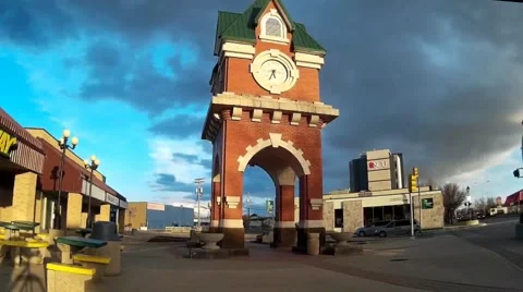 Clock Tower in Town Centre Stock Footage 56770165