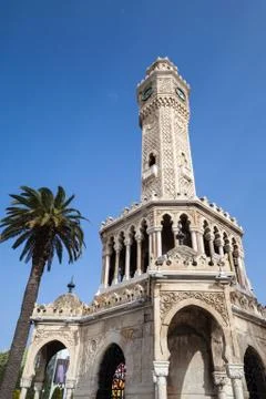 Clock tower under blue sky, Turkey Foto stock