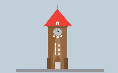 Clock tower vector in cold weathe Stock Illustration
