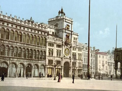 The Clock Tower in Venice is an early Renaissance building on the north side of Ilustración de archivo