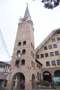 Clock tower of Villa General Belgrano, Argentina, a popular touristic viewpoi Foto stock