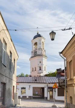 The Clock Tower in Vyborg Stock Photos