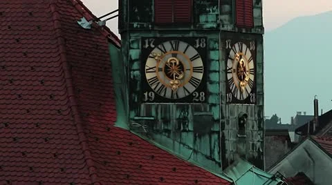 Clock on the town hall building Video stock 22226180