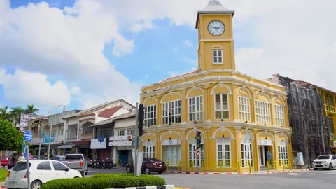 Clock town, in phuket town At, Phuket, Thailand. Vídeos de archivo 122329226