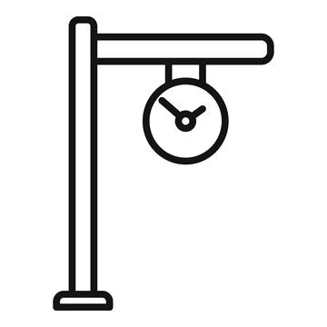 Clock train platform icon outline vector. Station metro Stock Illustration
