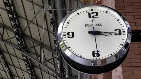 Clock on the train station Stock Footage 139598863