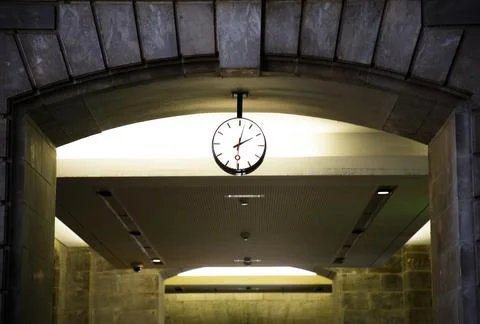 Clock at train station Stock Photos