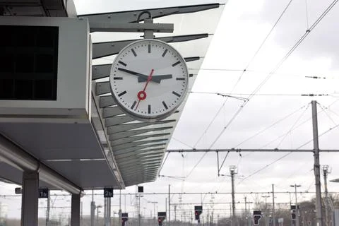Clock at train station Stock Photos