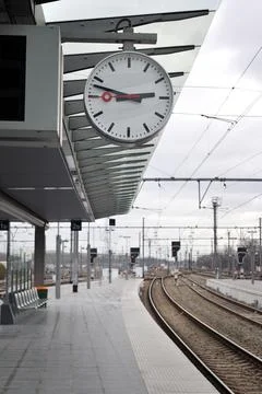 Clock at train station platform Stock Photos