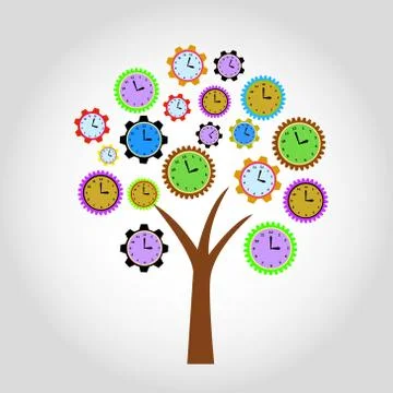 Clock tree. for clock flowers see my portfolio Stock Illustration