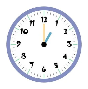 Clock vector 1:00am or 1:00pm Stock Illustration