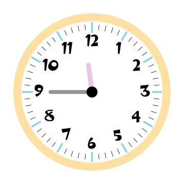 Clock vector 11:45am or 11:45pm Stock Illustration