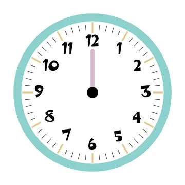 Clock vector 12:00am or 12:00pm Stock Illustration
