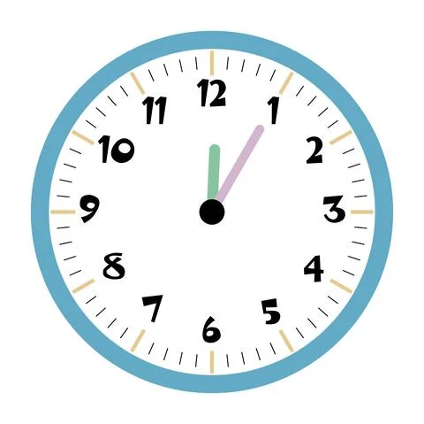 Clock vector 12:05am or 12:05pm Stock Illustration