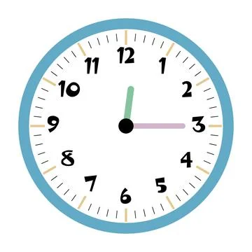 Clock vector 12:15am or 12:15pm Stock Illustration