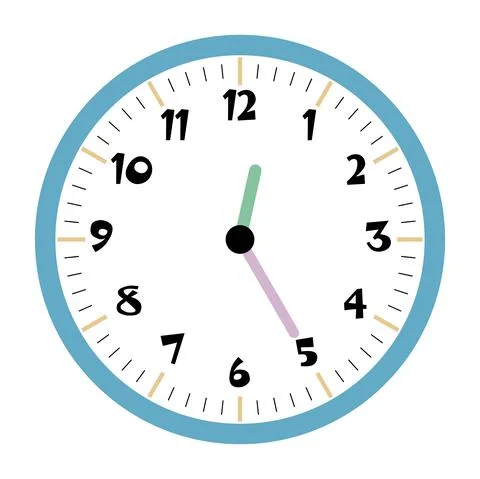 Clock vector 12:25am or 12:25pm Stock Illustration