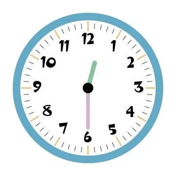 Clock vector 12:30am or 12:30pm Stock Illustration