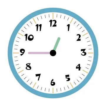 Clock vector 12:45am or 12:45pm Stock Illustration