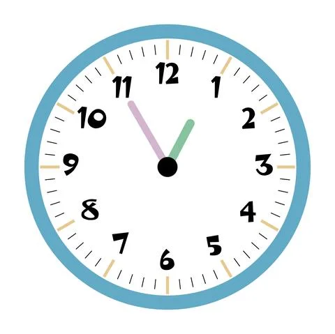 Clock vector 12:55am or 12:55pm Stock Illustration