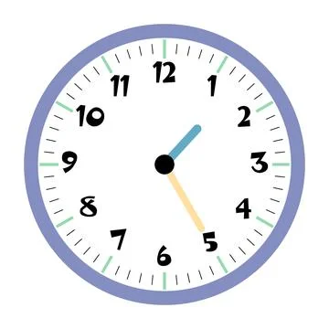Clock vector 1:25am or 1:25pm Stock Illustration
