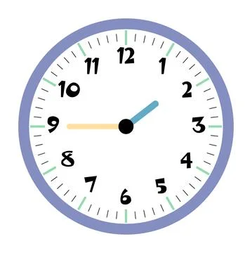 Clock vector 1:45am or 1:45pm Stock Illustration