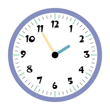 Clock vector 1:55am or 1:55pm Stock Illustration