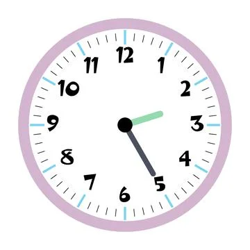 Clock vector 2:25am or 2:25pm Stock Illustration