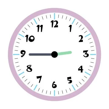 Clock vector 2:45am or 2:45pm Stock Illustration