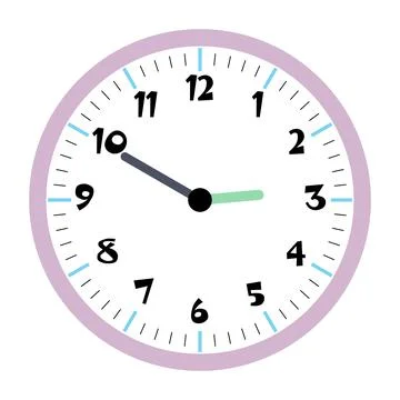Clock vector 2:50am or 2:50pm Stock Illustration