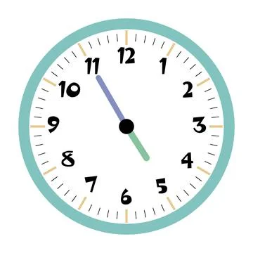 Clock vector 4:55am or 4:55pm Stock Illustration