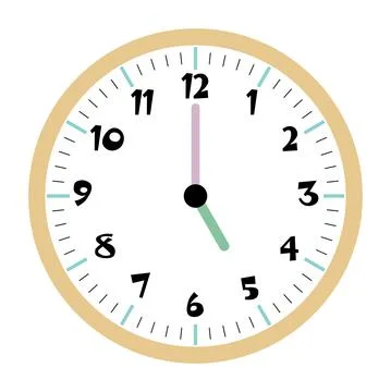 Clock vector 5:00am or 5:00pm Stock Illustration