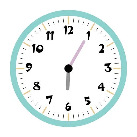Clock vector 6:05am or 6:05pm Stock Illustration