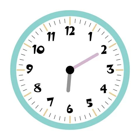 Clock vector 6:10am or 6:10pm Stock Illustration