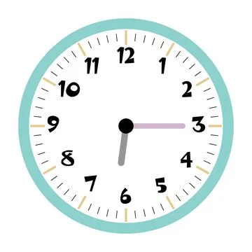 Clock vector 6:15am or 6:15pm Stock Illustration
