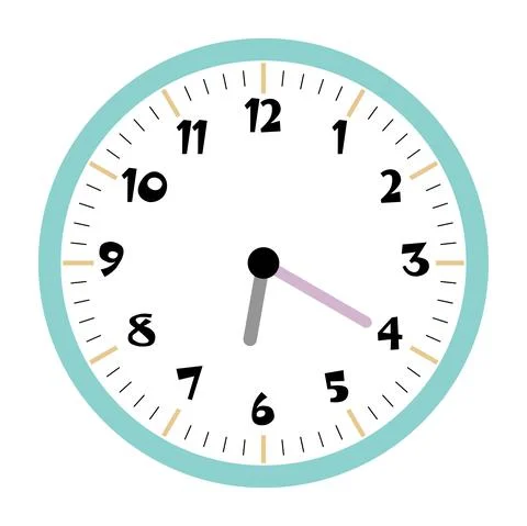 Clock vector 6:20am or 6:20pm Stock Illustration