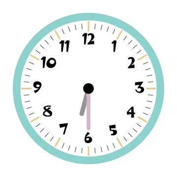 Clock vector 6:30am or 6:30pm Stock Illustration