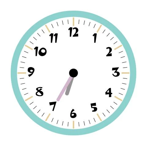 Clock vector 6:35am or 6:35pm Stock Illustration