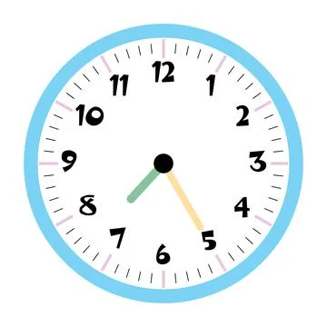 Clock vector 7:25am or 7:25pm Stock Illustration