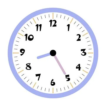 Clock vector 8:25am or 8:25pm Stock Illustration