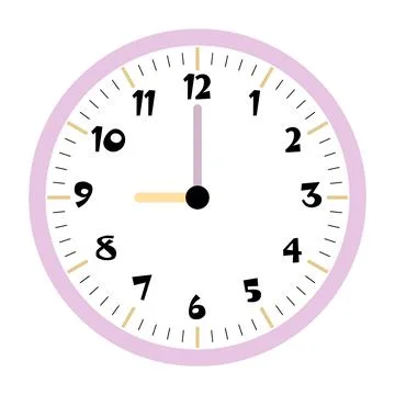Clock vector 9:00am or 9:00pm Stock Illustration