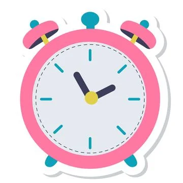 Clock vector cartoon sticker on the white background Stock Illustration