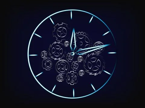 Clock vector with gearwheels and cogwheels mechanism inside イラスト素材