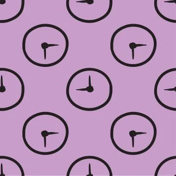 Clock vector hand drawn illustration pink Stock Illustration